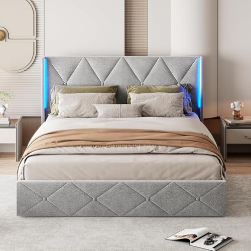 Caluself bedBeds Double beds Upholstered beds Bed Frame with Storage, LED on Both Sides of The headboard, Gas strut Supports, slatted Base and Drawers, Storage Bed, Hydraulic Guest Bed a7B4c1 Caluself bedBeds Double beds Upholstered beds Bed Frame with Storage, LED on Both Sides of The headboard, Gas strut Supports, slatted Base and Drawers, Storage Bed, Hydraulic Guest Bed a7B4c1 von Caluself