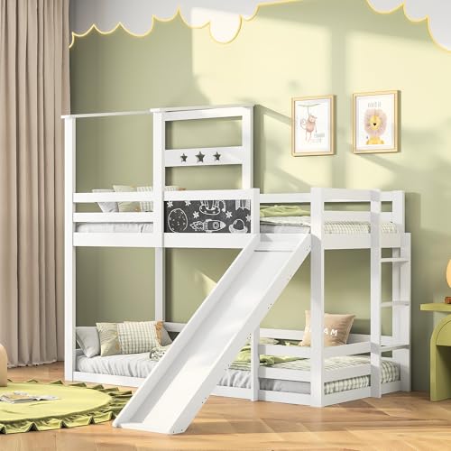 【Multifunktionales Design】Das Hochbett kombiniert Schlafbereich, Rutsche und Tafel in einem, wodurch Komfort und Spaß perfekt vereint werden. 【Praktische Schreibtafel】Die integrierte Tafel bietet Pla von Caluself