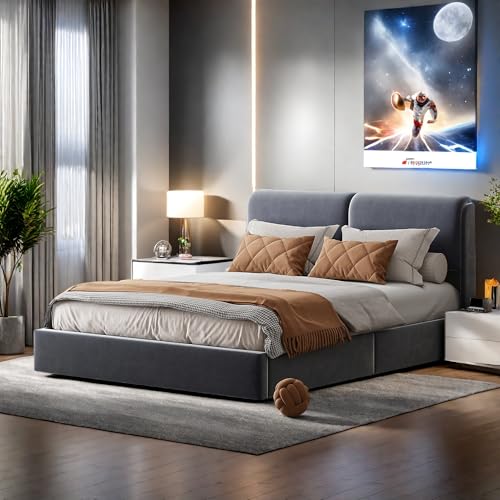 bedDouble storage bed LED lighting reading light with gas pressure rod storage function with USB charging quick assembly velvet material metal bed frame modern adult suitable for bedroom 7G4h6I bedDouble storage bed LED lighting reading light with gas pressure rod storage function with USB charging quick assembly velvet material metal bed frame modern adult suitable for bedroom 7G4h6I von Caluself