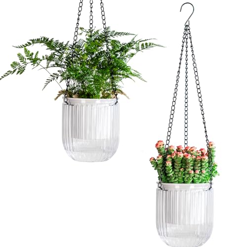 Calvalor 11.5cm 2er Set hängepflanzen Topf Hängeblumentöpfe aussen Hängeampel außen blumenampel hängend innen hängetopf für Pflanzen Hängetöpfe hängender blumentopf hängend hänge blumentöpfe hängende von Calvalor