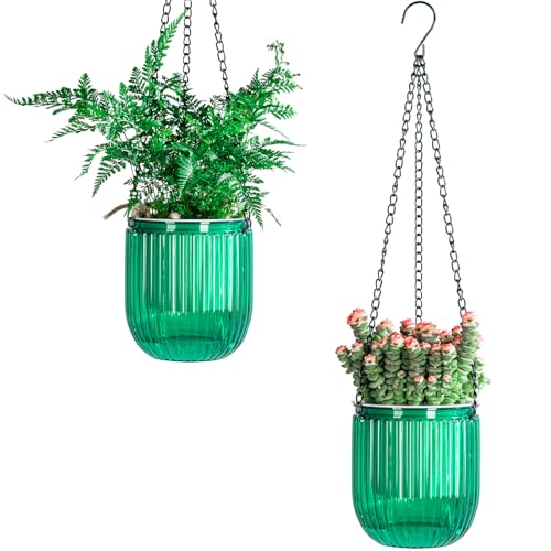Calvalor 11.5cm 2er Set hängepflanzen Topf Hängeblumentöpfe aussen Hängeampel außen blumenampel hängend innen hängetopf für Pflanzen Hängetöpfe hängender blumentopf hängend hänge blumentöpfe hängende von Calvalor