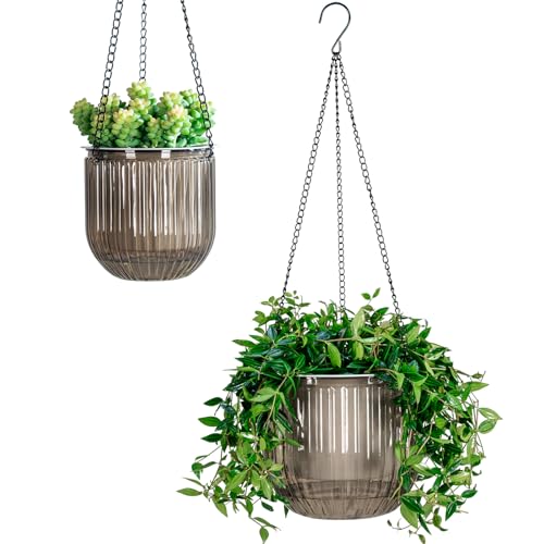 Calvalor 13.5/21cm 2er Set hängepflanzen Topf Hängeblumentöpfe aussen Hängeampel außen blumenampel hängend innen hängetopf für Pflanzen Hängetöpfe hängender blumentopf von Calvalor