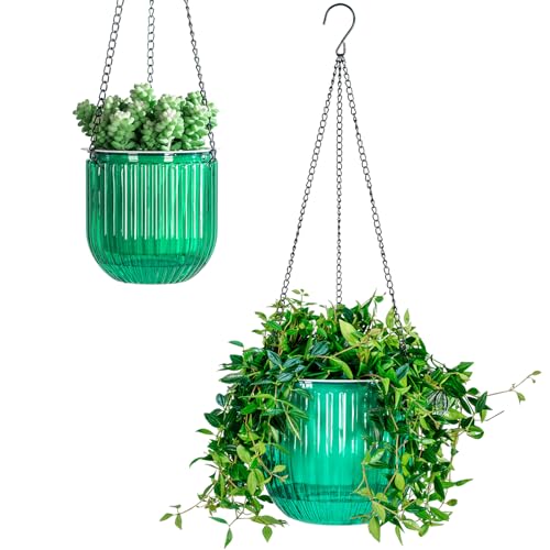 Calvalor 13.5/21cm 2er Set hängepflanzen Topf Hängeblumentöpfe aussen Hängeampel außen blumenampel hängend innen hängetopf für Pflanzen Hängetöpfe hängender blumentopf von Calvalor