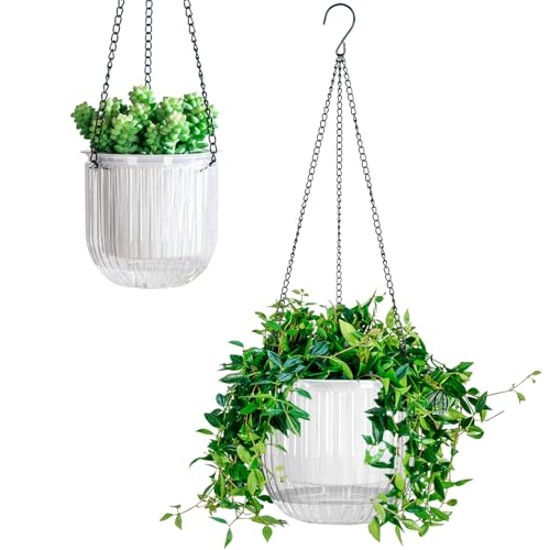 Calvalor 13.5/21cm 2er Set hängepflanzen Topf Hängeblumentöpfe aussen Hängeampel außen blumenampel hängend innen hängetopf für Pflanzen Hängetöpfe hängender blumentopf von Calvalor