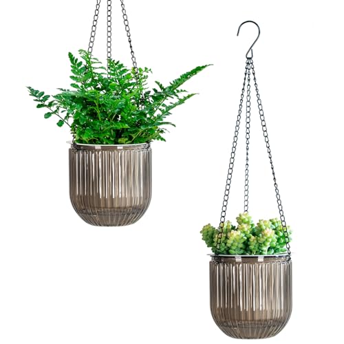 Calvalor 13.5cm 2er Set hängepflanzen Topf Hängeblumentöpfe aussen Hängeampel außen blumenampel hängend innen hängetopf für Pflanzen Hängetöpfe hängender blumentopf von Calvalor