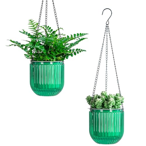 Calvalor 13.5cm 2er Set hängepflanzen Topf Hängeblumentöpfe aussen Hängeampel außen blumenampel hängend innen hängetopf für Pflanzen Hängetöpfe hängender blumentopf von Calvalor