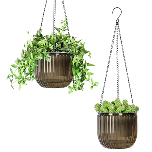 Calvalor 16.5cm 2er Set hängepflanzen Topf Hängeblumentöpfe aussen Hängeampel außen blumenampel hängend innen hängetopf für Pflanzen Hängetöpfe hängender blumentopf hängend hänge blumentöpfe hängende von Calvalor
