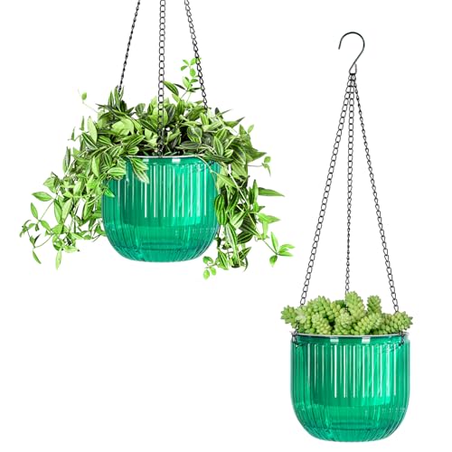 Calvalor 16.5cm 2er Set hängepflanzen Topf Hängeblumentöpfe aussen Hängeampel außen blumenampel hängend innen hängetopf für Pflanzen Hängetöpfe hängender blumentopf hängend hänge blumentöpfe hängende von Calvalor