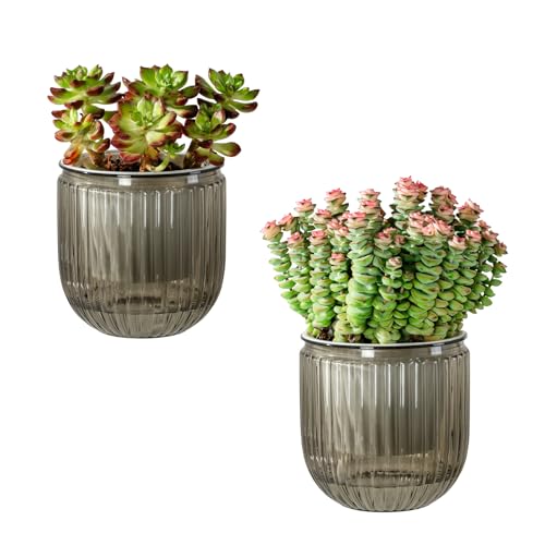 Calvalor Selbstbewässerungstopf Pflanzentopf Blumentopf übertopf, Ø 10.8cm 2er-Pack übertöpfe für Zimmerpflanzen Pflanztöpfe, Blumentöpfe Hydrokultur Topf, Blumenkübel Outdoor Pflanztopf von Calvalor