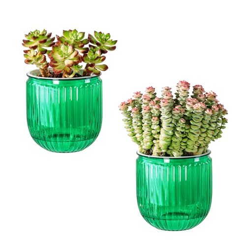 Calvalor Selbstbewässerungstopf Pflanzentopf Blumentopf übertopf, Ø 10.8cm 2er-Pack übertöpfe für Zimmerpflanzen Pflanztöpfe, Blumentöpfe Hydrokultur Topf, Blumenkübel Outdoor Pflanztopf von Calvalor