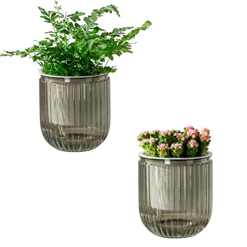 Calvalor Selbstbewässerungstopf Pflanzentopf Blumentopf übertopf, Ø 11.8cm 2er-Pack übertöpfe für Zimmerpflanzen Pflanztöpfe, Blumentöpfe Hydrokultur Topf, Blumenkübel Outdoor Pflanztopf von Calvalor
