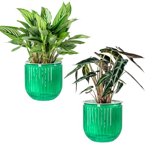 Calvalor Selbstbewässerungstopf Pflanzentopf Blumentopf übertopf, Ø 13.5cm 2er-Pack übertöpfe für Zimmerpflanzen Pflanztöpfe, Blumentöpfe Hydrokultur Topf, Blumenkübel Outdoor Pflanztopf von Calvalor