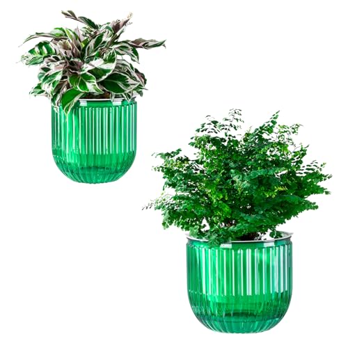Calvalor Selbstbewässerungstopf Pflanzentopf Blumentopf übertopf, Ø 16.5/13.5cm 2er-Pack übertöpfe für Zimmerpflanzen Pflanztöpfe, Blumentöpfe Hydrokultur Topf, Blumenkübel Outdoor Pflanztopf von Calvalor