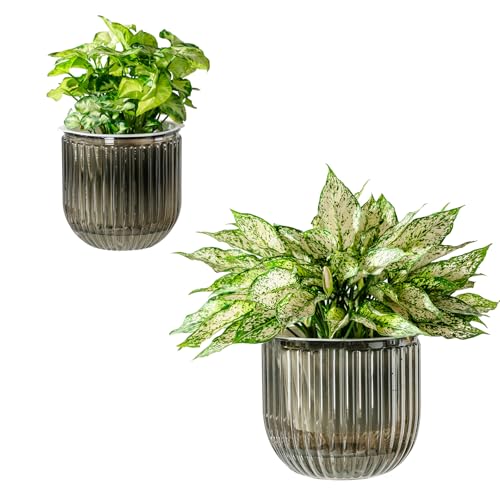 Calvalor Selbstbewässerungstopf Pflanzentopf Blumentopf übertopf, Ø 21/13.5cm 2er-Pack übertöpfe für Zimmerpflanzen Pflanztöpfe, Blumentöpfe Hydrokultur Topf, Blumenkübel Outdoor Pflanztopf von Calvalor