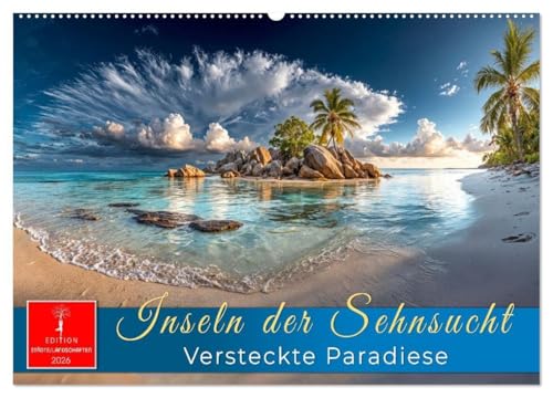 Inseln der Sehnsucht - Versteckte Paradiese (Wandkalender 2026 DIN A2 quer), CALVENDO Monatskalender: Monat für Monat ein kleiner Ausbruch aus dem Alltag. (CALVENDO Natur) von Calvendo
