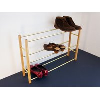 Brass & Oak - Schuhregal Aus Eichenholz, Holz Und Messing von Calvill