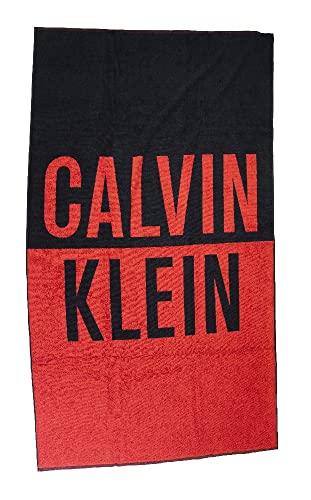 Calvin Klein Strandtuch CK Schwimmbad Spa Frottee Baumwolle cm.180 x 100 (ca.) mit Logo Artikel KU0KU00105 Towel, XNE Cajun red, Einheitsgröße von Calvin Klein