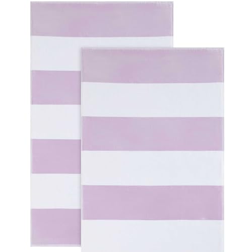 Calvin Klein Strandtücher, 2-teilig, weich und saugfähig, klassisches Cabana-Streifen, Strand-Essentials (Poolside Purple/Weiß, 101,6 x 177,8 cm) von Calvin Klein
