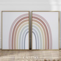 2Er Set Regenbogenposter in Pastellfarben, Geschenk Zur Geburt, Babyposter, Bunte Deko Fürs Kinderzimmer von CalypsoKids