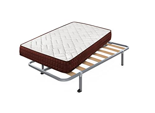 Cama express Viscosoft Matratze Ergos + Lattenrost Hades mit 4 quadratischen Beinen von 32 cm | Maße: 80 x 200 x 15 cm von Cama express