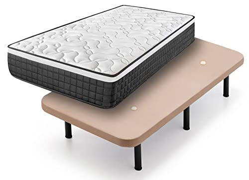 Cama express Bezug Füßen. Viskoelastische Matratze Origin + Auflage beige mit 6 Beinen 32 cm, Medida : 105 x 190 cm von Cama express