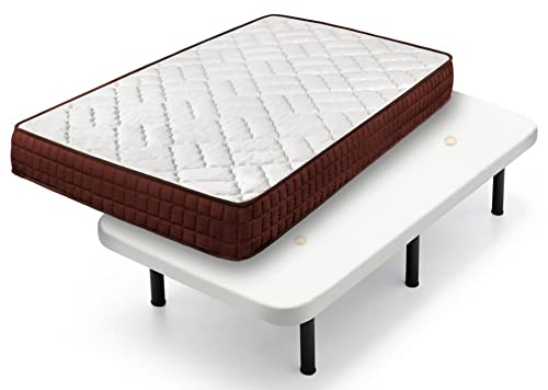 Cama express Boden Füßen. Matratze Viscosoft Ergos 15 + gepolsterte Unterlage weiß mit 6 Beinen 32 cm, Medida : 105 x 190 cm von Cama express