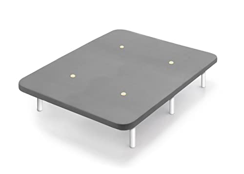Cama express Gepolsterter Boden mit weißen Holzbeinen und atmungsaktivem 3D-Gewebe, Verstärkungsquerstangen, ideal für Schlafzimmer und Zimmer, Grau, Maße 135 x 190 cm von Cama express