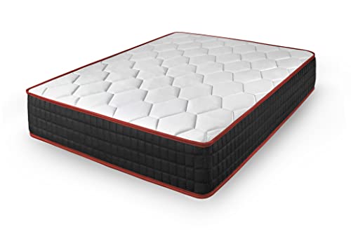 Cama express Viskoelastische Cool Viscofresh Matratze, anpassbar, für Betten geeignet, Verschiedene Komfortzonen, Weiß, Rot und Schwarz, Maße: 105 x 180 x 20 cm von Cama express