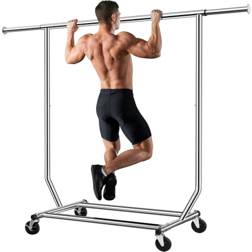 Camabel Kleiderständer mit Rollen 136kg Kleiderstand Metall Verstellbar Länge 130-189cm Edelstahl Rädern Kleiderstange auf Rollen Ausziehbar Kleidung Aufhänger Mit Bremse Garderobenstand Metall von Camabel