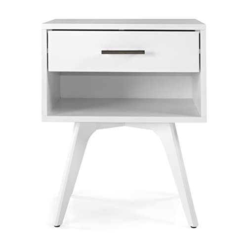 Camaflexi Mid Century Moderner Nachttisch mit einer Schublade, Weiß Camaflexi Mid Century Moderner Nachttisch mit einer Schublade, Weiß von Camaflexi