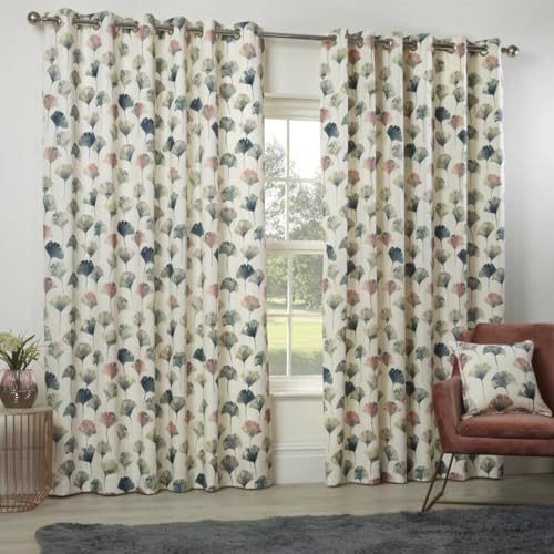 Camarillo Vorhänge mit Ösen, 124023660, mit Blumenmuster, 117 x 137 cm, Rouge-Futter von Camarillo