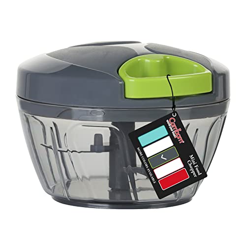 Cambom Manueller Lebensmittelzerkleinerer Gemüseschneider, Zerkleinerer Handschnur, Zwiebelschneider für Gemüse, Früchte, Nüsse, BPA-frei, lebensmittelechtes Material (2 Tassen-grau) von Cambom