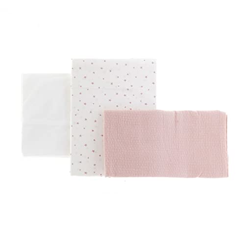 Cambrass - 3-teiliges Bettwäsche-Set für Babykörbchen, Bettlaken und Kissenbezug, 100% Baumwolle, Magie Rosa, 80 x 120 x 1 cm von Cambrass