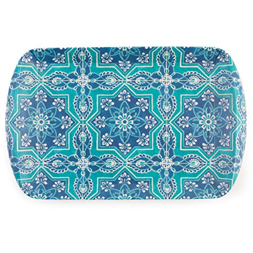 Cambridge® CM07002 Großes, rechteckiges Tablett „St. Tropez“, BPA-frei, wiederverwendbar, 40 cm | Perfekt zum Servieren von Getränken auf Partys von Cambridge