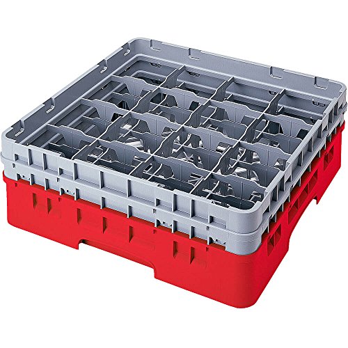 Cambro 16S1058 Camracks Polypropylen Körbe für Stiel und Bechergläser mit 16 Fächern, 1/1 Grösse, Rot, 11.11cm Durchmesser, 27.9cm Maximale Höhe, 2 Stück von Cambro