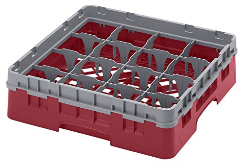 Cambro 16S318 Camracks Polypropylen Körbe für Stiel und Bechergläser mit 16 Fächern, 1/1 Grösse, Preiselbeere, 11.11cm Durchmesser, 9.2cm Maximale Höhe, 5 Stück von Cambro