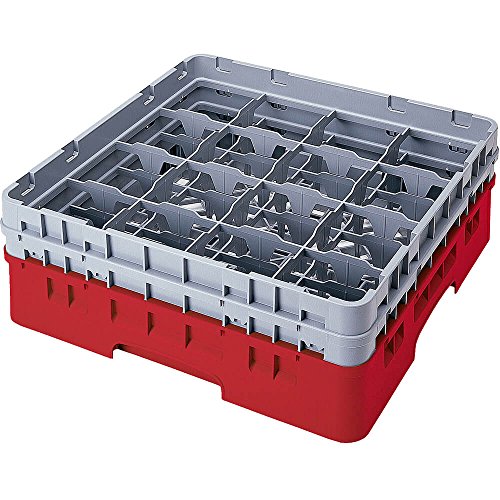 Cambro 16S534 Camracks Polypropylen Körbe für Stiel und Bechergläser mit 16 Fächern, 1/1 Grösse, Preiselbeere, 11.11cm Durchmesser, 15.5cm Maximale Höhe, 4 Stück von Cambro