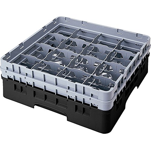 Cambro 16S738 Camracks Polypropylen Körbe für Stiel und Bechergläser mit 16 Fächern, 1/1 Grösse, Schwarz, 11.11cm Durchmesser, 19.6cm Maximale Höhe, 3 Stück von Cambro