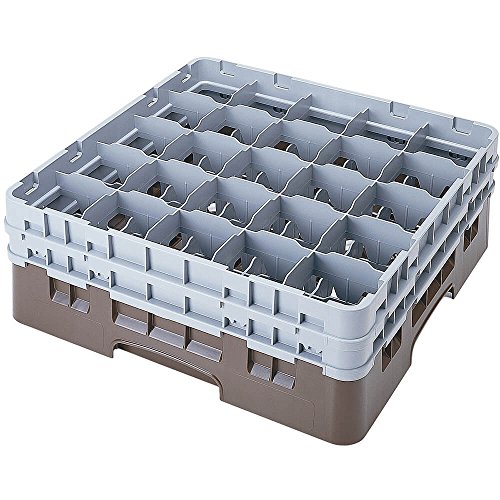 Cambro 20S1114 Camracks Polypropylen Körbe für Stiel und Bechergläser mit 20 Fächern, 1/1 Grösse, Braun, 9.84cm Durchmesser, 29.8cm Maximale Höhe, 2 Stück von Cambro