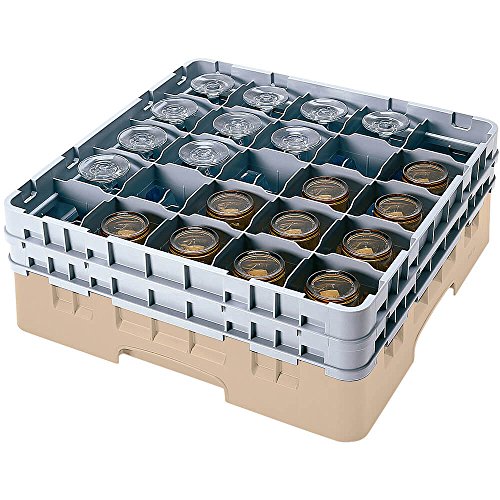 Cambro 20S318 Camracks Polypropylen Körbe für Stiel und Bechergläser mit 20 Fächern, 1/1 Grösse, Beige, 9.84cm Durchmesser, 9.2cm Maximale Höhe, 5 Stück von Cambro