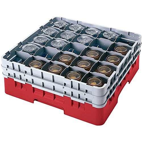 Cambro 20S318 Camracks Polypropylen Körbe für Stiel und Bechergläser mit 20 Fächern, 1/1 Grösse, Preiselbeere, 9.84cm Durchmesser, 9.2cm Maximale Höhe, 5 Stück von Cambro