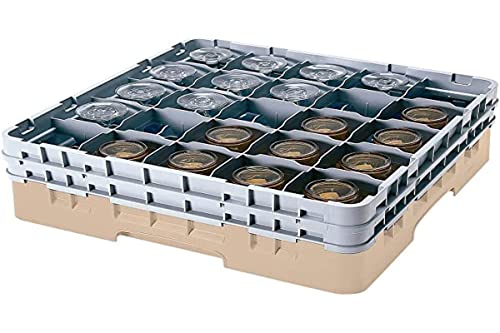 Cambro 20S434 Camracks Polypropylen Körbe für Stiel und Bechergläser mit 20 Fächern, 1/1 Grösse, Beige, 9.84cm Durchmesser, 13.3cm Maximale Höhe, 4 Stück von Cambro