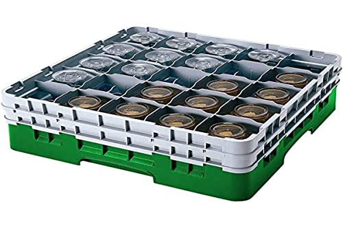 Cambro 20S434 Camracks Polypropylen Körbe für Stiel und Bechergläser mit 20 Fächern, 1/1 Grösse, Flaschengrün, 9.84cm Durchmesser, 13.3cm Maximale Höhe, 4 Stück von Cambro