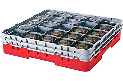 Cambro 20S434 Camracks Polypropylen Körbe für Stiel und Bechergläser mit 20 Fächern, 1/1 Grösse, Rot, 9.84cm Durchmesser, 13.3cm Maximale Höhe, 4 Stück von Cambro