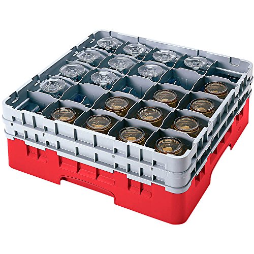 Cambro 20S638 Camracks Polypropylen Körbe für Stiel und Bechergläser mit 20 Fächern, 1/1 Grösse, Rot, 9.84cm Durchmesser, 17.4cm Maximale Höhe, 3 Stück von Cambro