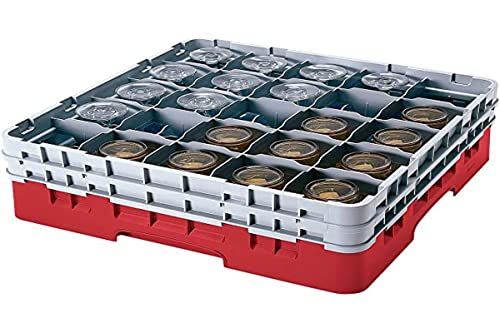 Cambro 20S800 Camracks Polypropylen Körbe für Stiel und Bechergläser mit 20 Fächern, 1/1 Grösse, Preiselbeere, 9.84cm Durchmesser, 21.5cm Maximale Höhe, 2 Stück von Cambro
