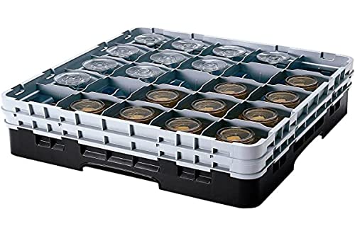 Cambro 20S958 Camracks Polypropylen Körbe für Stiel und Bechergläser mit 20 Fächern, 1/1 Grösse, Schwarz, 9.84cm Durchmesser, 25.7cm Maximale Höhe, 2 Stück von Cambro
