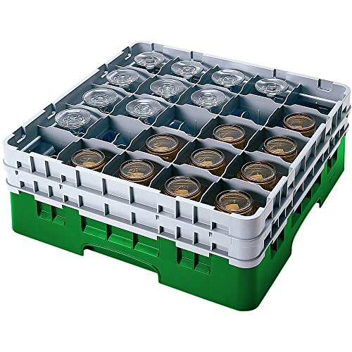 Cambro 25S1214 Camracks Polypropylen Körbe für Stiel und Bechergläser mit 25 Fächern, 1/1 Grösse, Flaschengrün, 8.7cm Durchmesser, 32cm Maximale Höhe, 2 Stück von Cambro