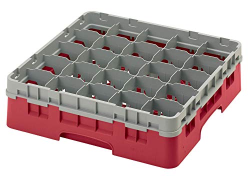 Cambro 25S418 Camracks Polypropylen Körbe für Stiel und Bechergläser mit 25 Fächern, 1/1 Grösse, Preiselbeere, 8.7cm Durchmesser, 11.4cm Maximale Höhe, 5 Stück von Cambro