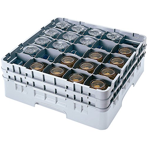 Cambro 25S958 Camracks Polypropylen Körbe für Stiel und Bechergläser mit 25 Fächern, 1/1 Grösse, Grau, 8.7cm Durchmesser, 25.7cm Maximale Höhe, 2 Stück von Cambro